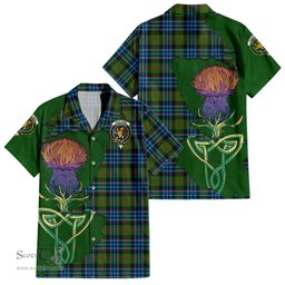 Scottish Newlands of Lauriston Clan Tartan Crest with Thistle and Scotland Map Tartan Plaid Shirt Scottish Plaid Tartan Plaid - ScotsTee - scotstee.com