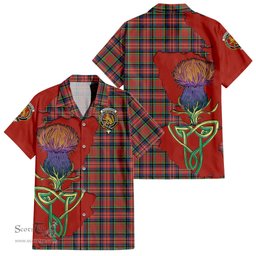 Scottish MacPherson Ancient Clan Tartan Crest with Thistle and Scotland Map Tartan Plaid Shirt Scottish Plaid Tartan Plaid - ScotsTee - scotstee.com