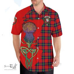 Scottish Ruthven Modern Clan Tartan Crest with Thistle and Scotland Map Tartan Plaid Shirt Scottish Plaid Tartan Plaid - ScotsTee - scotstee.com
