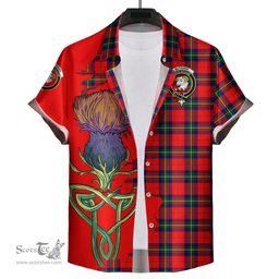 Scottish Ruthven Modern Clan Tartan Crest with Thistle and Scotland Map Tartan Plaid Shirt Scottish Plaid Tartan Plaid - ScotsTee - scotstee.com