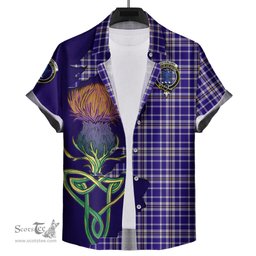 Scottish Ochterlony Clan Tartan Crest with Thistle and Scotland Map Tartan Plaid Shirt Scottish Plaid Tartan Plaid - ScotsTee - scotstee.com