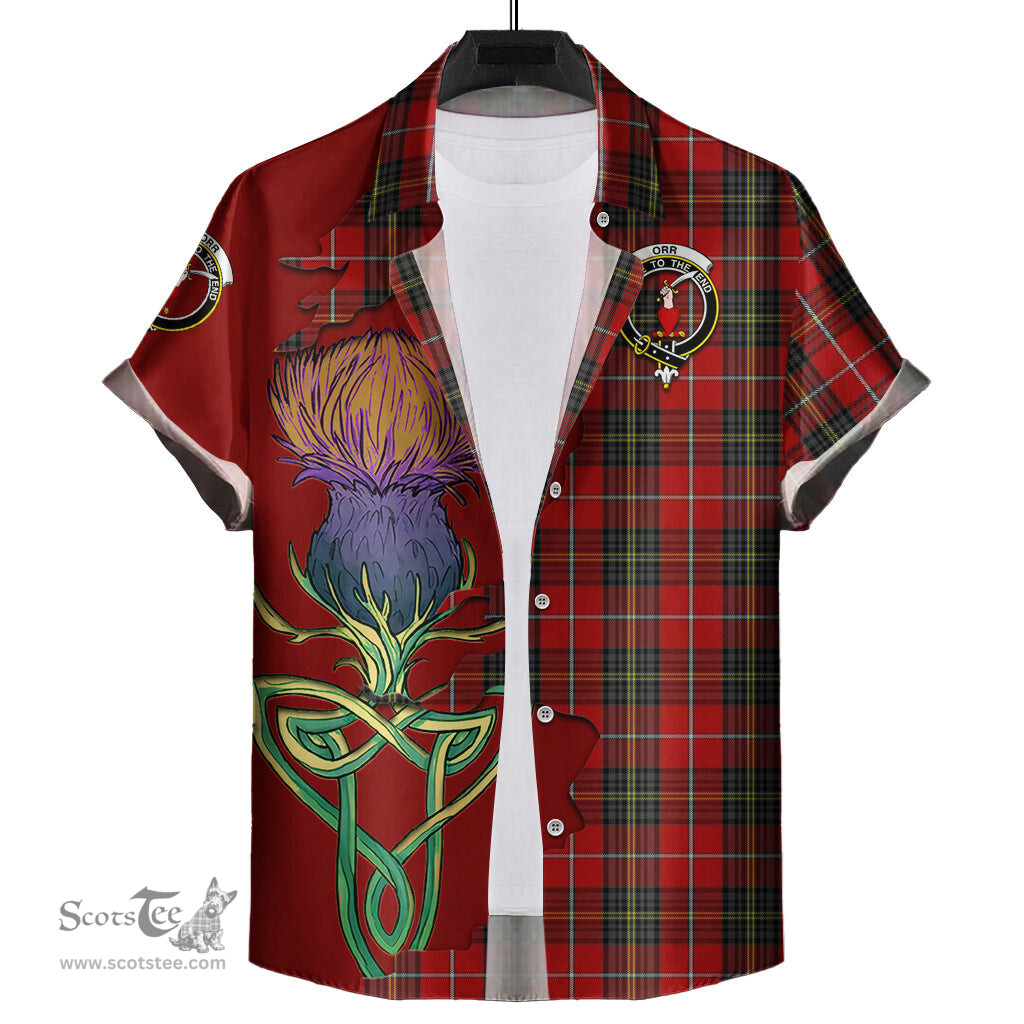 Scottish Orr Clan Tartan Crest with Thistle and Scotland Map Tartan Plaid Shirt Scottish Plaid Tartan Plaid - ScotsTee - scotstee.com