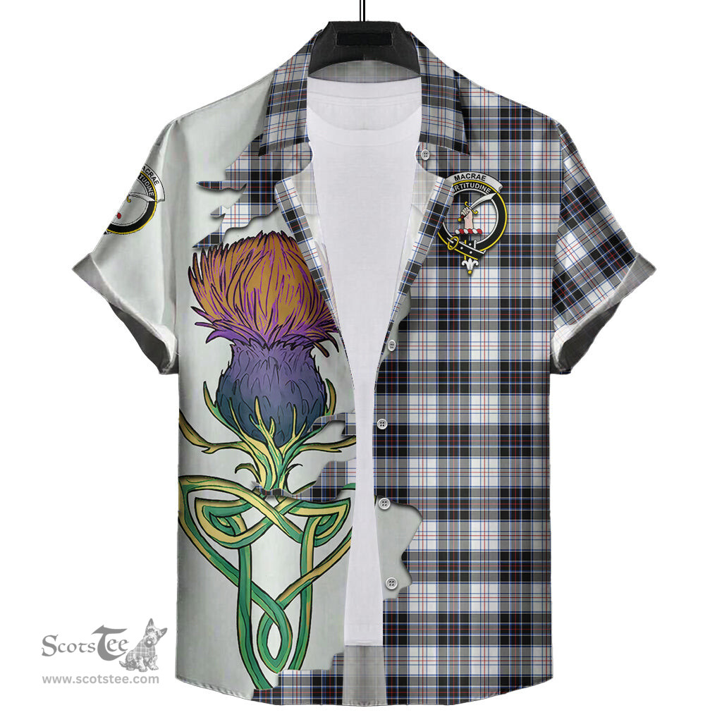 Scottish MacRae Dress Modern Clan Tartan Crest with Thistle and Scotland Map Tartan Plaid Shirt Scottish Plaid Tartan Plaid - ScotsTee - scotstee.com