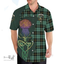 Scottish Wallace Hunting Ancient Clan Tartan Crest with Thistle and Scotland Map Tartan Plaid Shirt Scottish Plaid Tartan Plaid - ScotsTee - scotstee.com