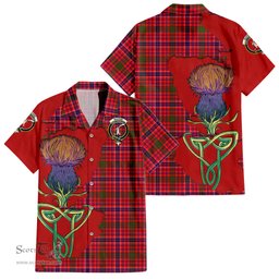 Scottish MacRae Modern Clan Tartan Crest with Thistle and Scotland Map Tartan Plaid Shirt Scottish Plaid Tartan Plaid - ScotsTee - scotstee.com