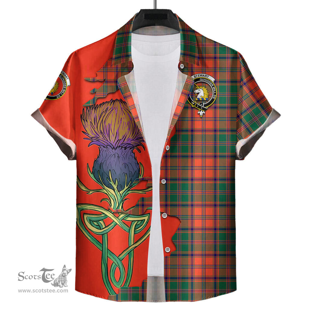 Scottish Stewart of Appin Ancient Clan Tartan Crest with Thistle and Scotland Map Tartan Plaid Shirt Scottish Plaid Tartan Plaid - ScotsTee - scotstee.com