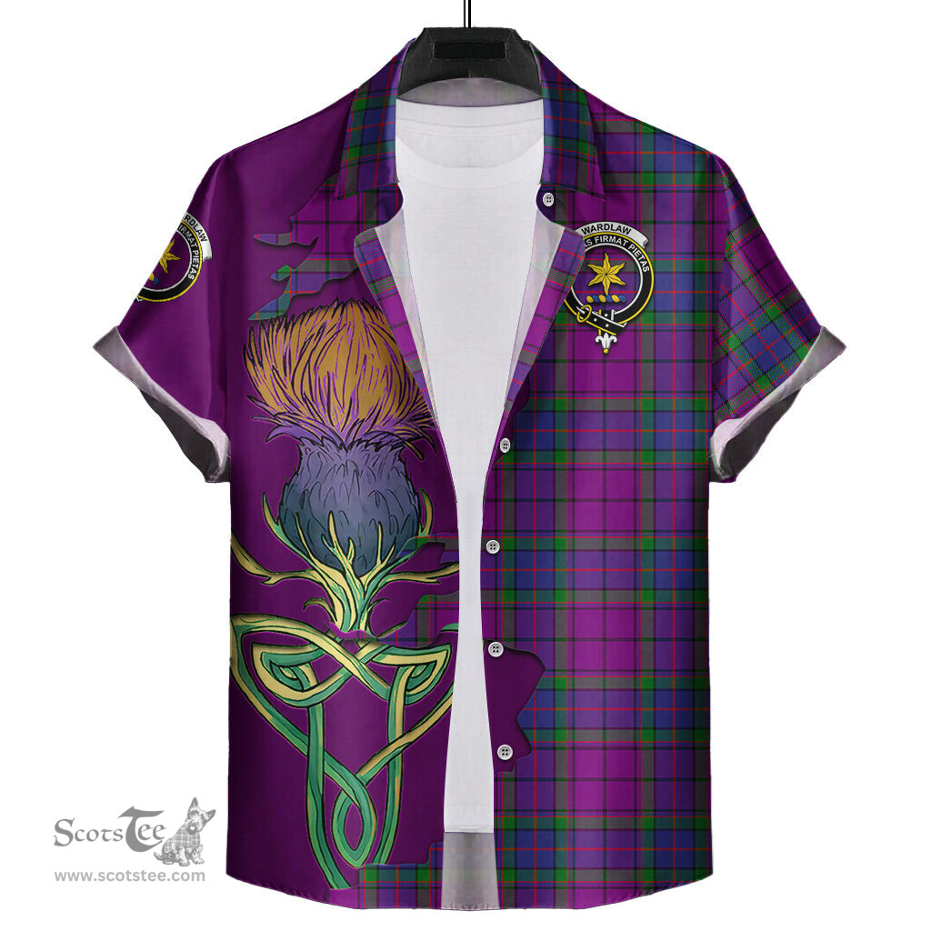 Scottish Wardlaw Modern Clan Tartan Crest with Thistle and Scotland Map Tartan Plaid Shirt Scottish Plaid Tartan Plaid - ScotsTee - scotstee.com