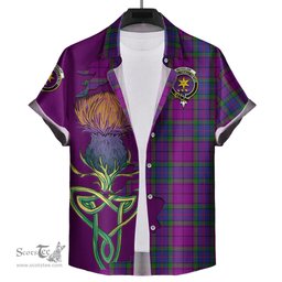 Scottish Wardlaw Modern Clan Tartan Crest with Thistle and Scotland Map Tartan Plaid Shirt Scottish Plaid Tartan Plaid - ScotsTee - scotstee.com