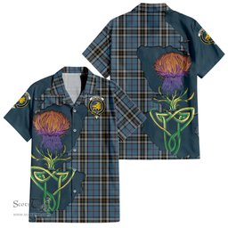 Scottish MacTavish Dress Clan Tartan Crest with Thistle and Scotland Map Tartan Plaid Shirt Scottish Plaid Tartan Plaid - ScotsTee - scotstee.com