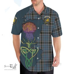 Scottish MacTavish Dress Clan Tartan Crest with Thistle and Scotland Map Tartan Plaid Shirt Scottish Plaid Tartan Plaid - ScotsTee - scotstee.com