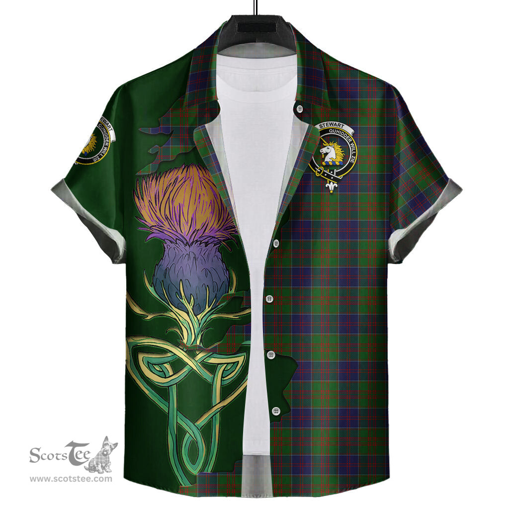 Scottish Stewart of Appin Hunting Clan Tartan Crest with Thistle and Scotland Map Tartan Plaid Shirt Scottish Plaid Tartan Plaid - ScotsTee - scotstee.com