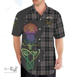 Scottish Thompson Grey Clan Tartan Crest with Thistle and Scotland Map Tartan Plaid Shirt Scottish Plaid Tartan Plaid - ScotsTee - scotstee.com