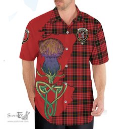 Scottish MacQueen Modern Clan Tartan Crest with Thistle and Scotland Map Tartan Plaid Shirt Scottish Plaid Tartan Plaid - ScotsTee - scotstee.com