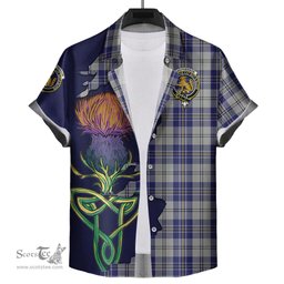 Scottish MacPherson Dress Blue Clan Tartan Crest with Thistle and Scotland Map Tartan Plaid Shirt Scottish Plaid Tartan Plaid - ScotsTee - scotstee.com