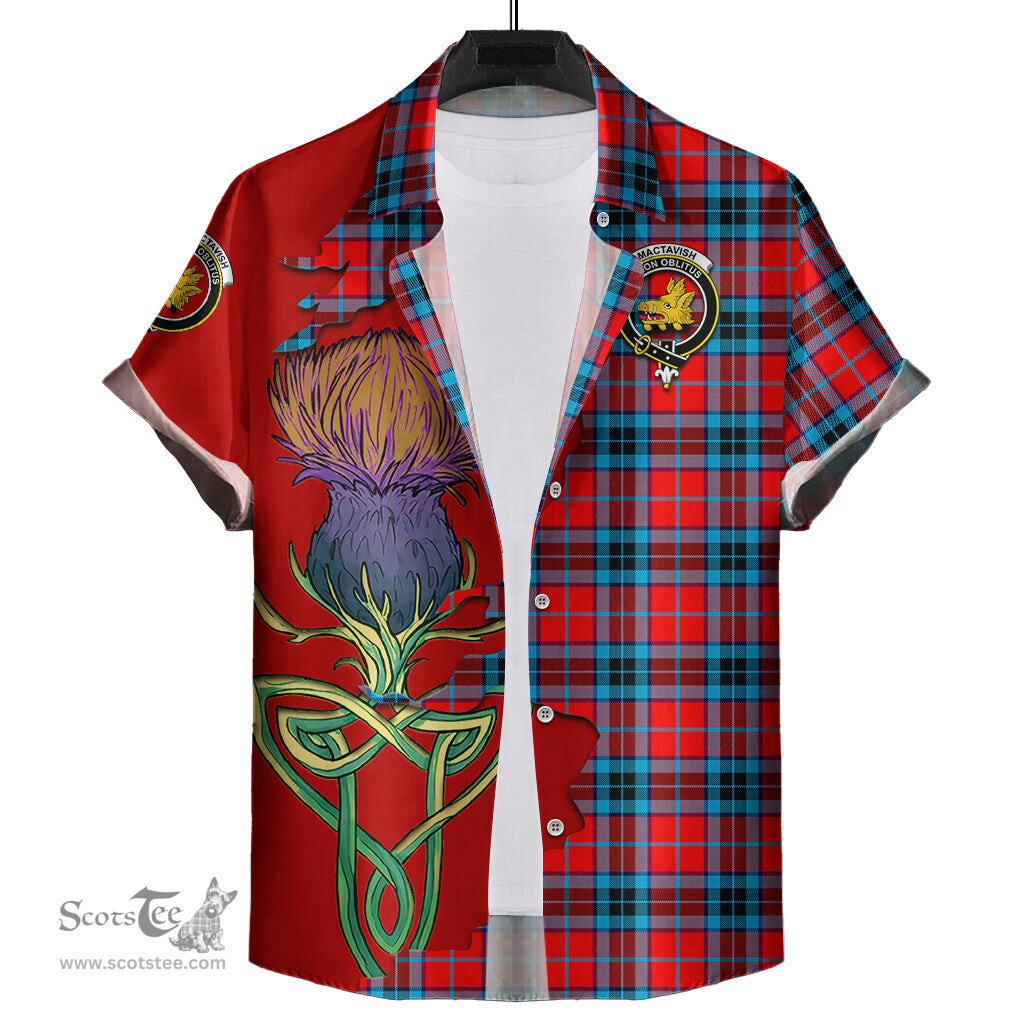 Scottish MacTavish Modern Clan Tartan Crest with Thistle and Scotland Map Tartan Plaid Shirt Scottish Plaid Tartan Plaid - ScotsTee - scotstee.com