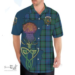 Scottish MacThomas Clan Tartan Crest with Thistle and Scotland Map Tartan Plaid Shirt Scottish Plaid Tartan Plaid - ScotsTee - scotstee.com