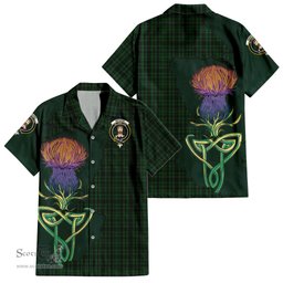 Scottish Menzies Green Clan Tartan Crest with Thistle and Scotland Map Tartan Plaid Shirt Scottish Plaid Tartan Plaid - ScotsTee - scotstee.com