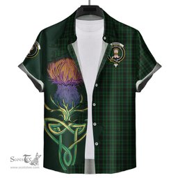 Scottish Menzies Green Clan Tartan Crest with Thistle and Scotland Map Tartan Plaid Shirt Scottish Plaid Tartan Plaid - ScotsTee - scotstee.com