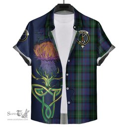 Scottish MacPhail Hunting Clan Tartan Crest with Thistle and Scotland Map Tartan Plaid Shirt Scottish Plaid Tartan Plaid - ScotsTee - scotstee.com