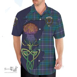 Scottish Sandilands Clan Tartan Crest with Thistle and Scotland Map Tartan Plaid Shirt Scottish Plaid Tartan Plaid - ScotsTee - scotstee.com