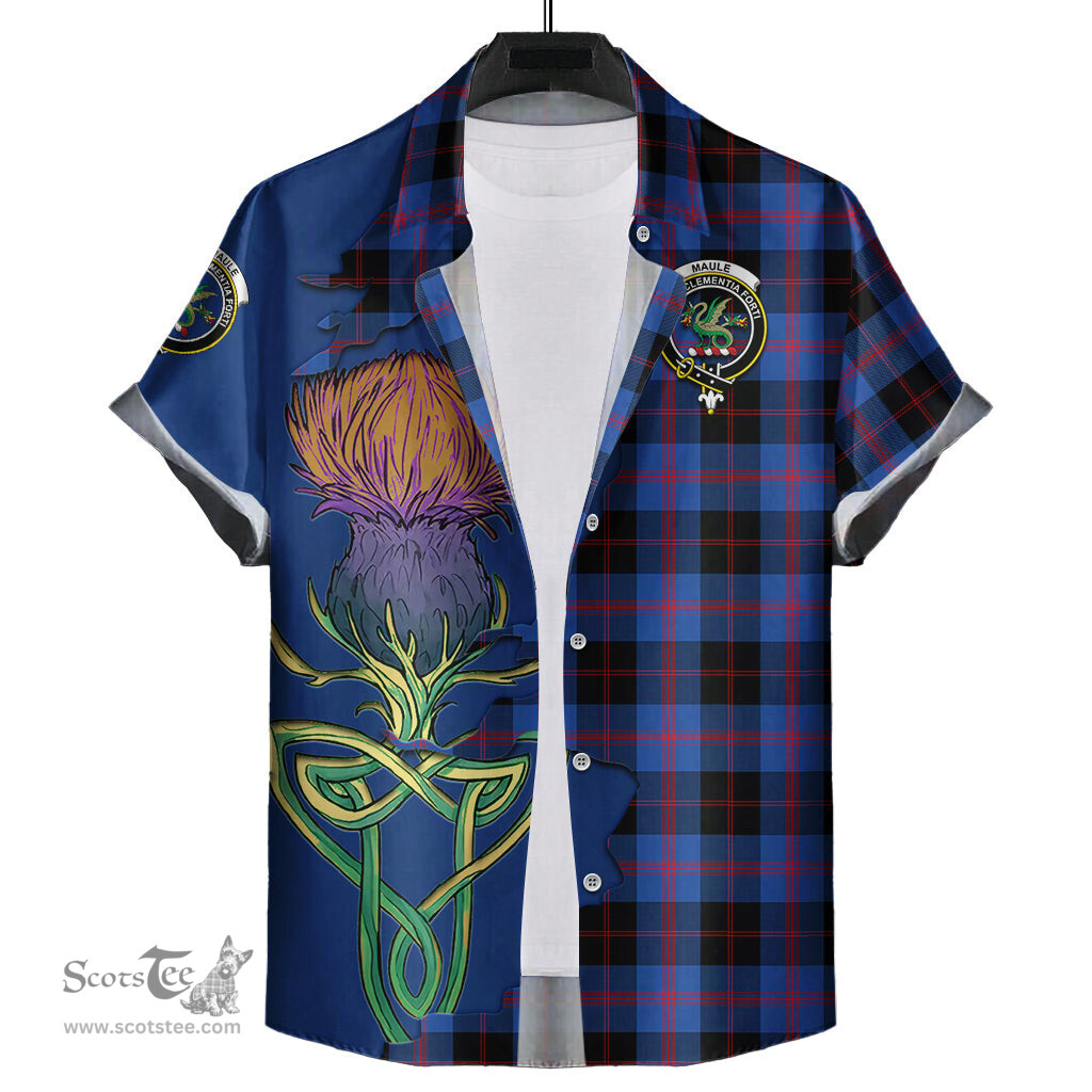 Scottish Maule Clan Tartan Crest with Thistle and Scotland Map Tartan Plaid Shirt Scottish Plaid Tartan Plaid - ScotsTee - scotstee.com