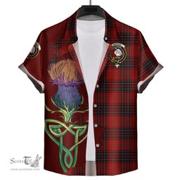 Scottish Wemyss Clan Tartan Crest with Thistle and Scotland Map Tartan Plaid Shirt Scottish Plaid Tartan Plaid - ScotsTee - scotstee.com