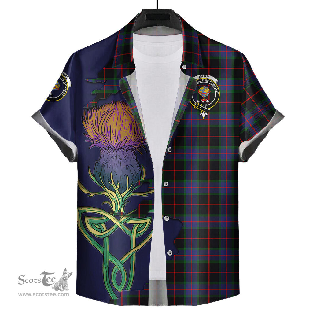 Scottish Nairn Clan Tartan Crest with Thistle and Scotland Map Tartan Plaid Shirt Scottish Plaid Tartan Plaid - ScotsTee - scotstee.com