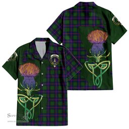 Scottish Shaw Modern Clan Tartan Crest with Thistle and Scotland Map Tartan Plaid Shirt Scottish Plaid Tartan Plaid - ScotsTee - scotstee.com