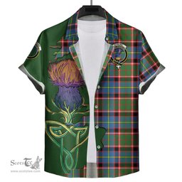 Scottish Stirling Bannockburn Clan Tartan Crest with Thistle and Scotland Map Tartan Plaid Shirt Scottish Plaid Tartan Plaid - ScotsTee - scotstee.com