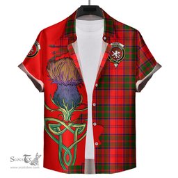 Scottish Heron Clan Tartan Crest with Thistle and Scotland Map Tartan Plaid Shirt Scottish Plaid Tartan Plaid - ScotsTee - scotstee.com
