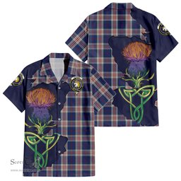 Scottish Stewart of Appin Hunting Dress Clan Tartan Crest with Thistle and Scotland Map Tartan Plaid Shirt Scottish Plaid Tartan Plaid - ScotsTee - scotstee.com