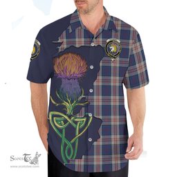 Scottish Stewart of Appin Hunting Dress Clan Tartan Crest with Thistle and Scotland Map Tartan Plaid Shirt Scottish Plaid Tartan Plaid - ScotsTee - scotstee.com