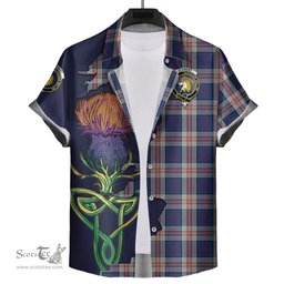 Scottish Stewart of Appin Hunting Dress Clan Tartan Crest with Thistle and Scotland Map Tartan Plaid Shirt Scottish Plaid Tartan Plaid - ScotsTee - scotstee.com