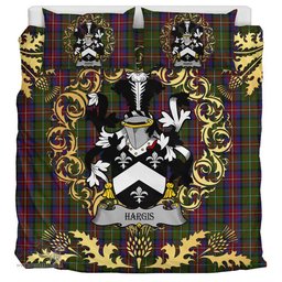 Scottish Hargis Tartan Bedding Set Crest - Golden Thistle Style Scottish Plaid Tartan Plaid