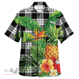 Scottish MacFarlane Black & White Clan Tartan Hawaiian Shirt - New Style Scottish Plaid Tartan Plaid