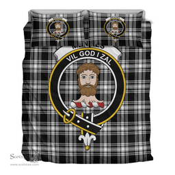 Scottish Menzies Black & White Modern Clan Tartan Bedding Set - Crest Classic Scottish Plaid Tartan Plaid