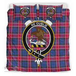 Scottish Graham of Menteith Red Clan Tartan Bedding Set - Crest Classic Scottish Plaid Tartan Plaid