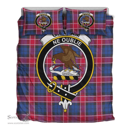 Scottish Graham of Menteith Red Clan Tartan Bedding Set - Crest Classic Scottish Plaid Tartan Plaid
