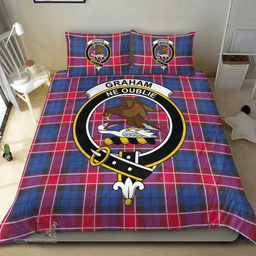 Scottish Graham of Menteith Red Clan Tartan Bedding Set - Crest Classic Scottish Plaid Tartan Plaid