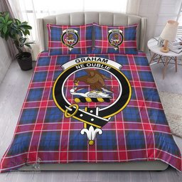 Scottish Graham of Menteith Red Clan Tartan Bedding Set - Crest Classic Scottish Plaid Tartan Plaid