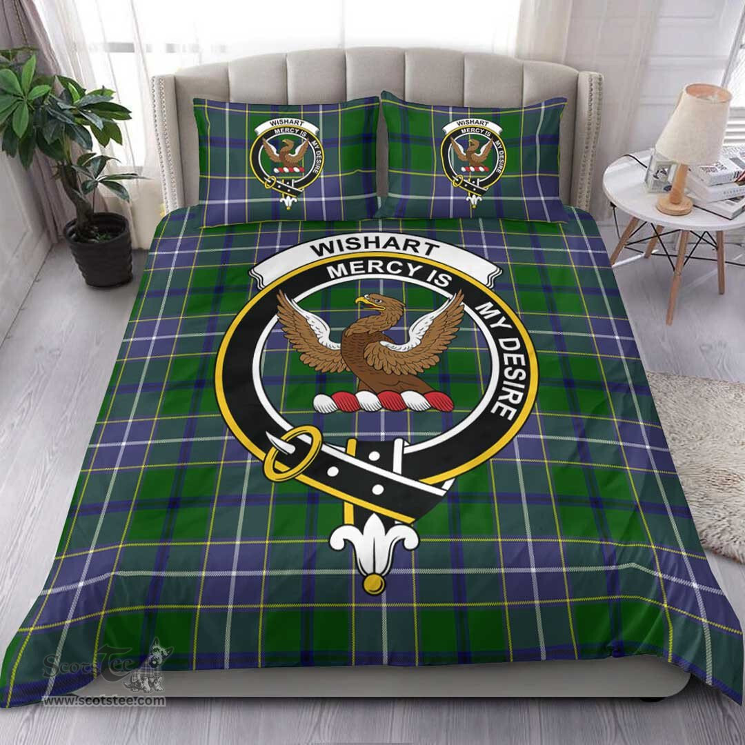 Scottish Wishart Hunting Modern Clan Tartan Bedding Set - Crest Classic Scottish Plaid Tartan Plaid