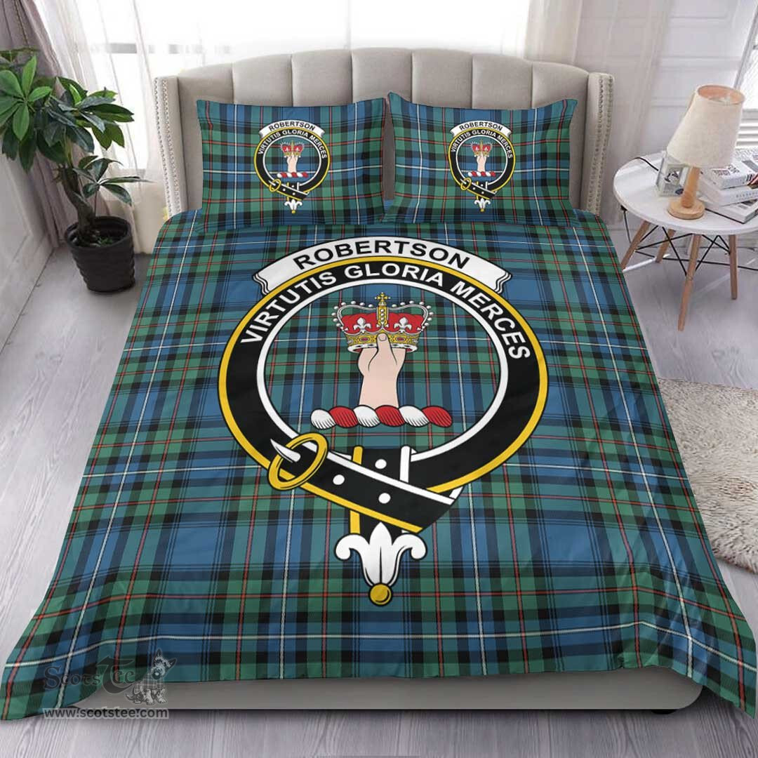 Scottish Robertson Hunting Ancient Clan Tartan Bedding Set - Crest Classic Scottish Plaid Tartan Plaid