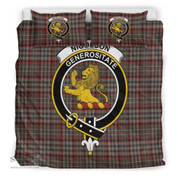 Scottish Nicolson Hunting Weathered Clan Tartan Bedding Set - Crest Classic Scottish Plaid Tartan Plaid