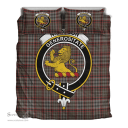 Scottish Nicolson Hunting Weathered Clan Tartan Bedding Set - Crest Classic Scottish Plaid Tartan Plaid