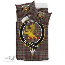 Scottish Nicolson Hunting Weathered Clan Tartan Bedding Set - Crest Classic Scottish Plaid Tartan Plaid
