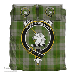 Scottish Cunningham Dress Green Dancers Clan Tartan Bedding Set - Crest Classic Scottish Plaid Tartan Plaid