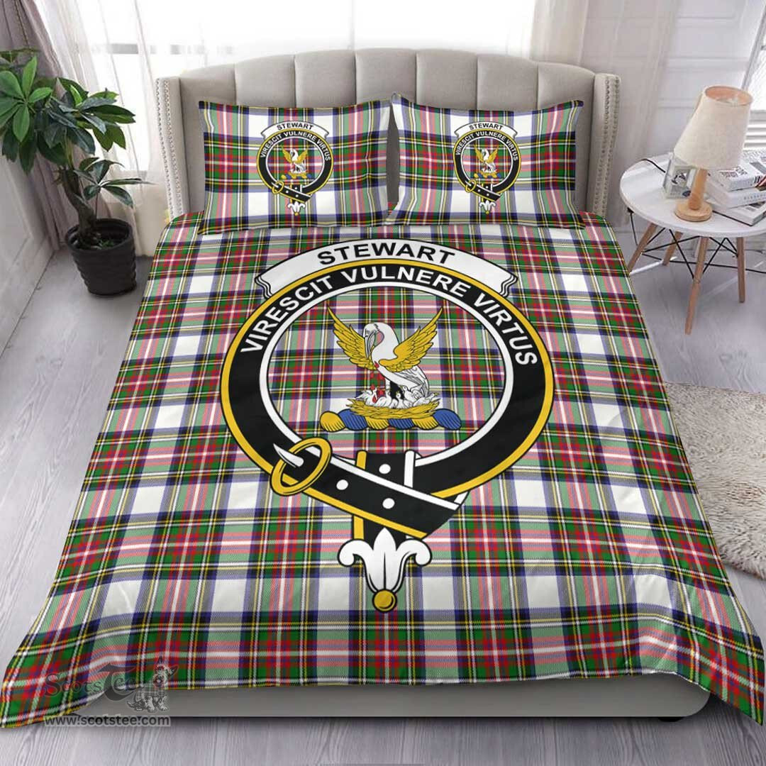 Scottish Stewart Dress Modern Clan Tartan Bedding Set - Crest Classic Scottish Plaid Tartan Plaid