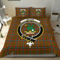 Scottish Seton Hunting Modern Clan Tartan Bedding Set - Crest Classic Scottish Plaid Tartan Plaid