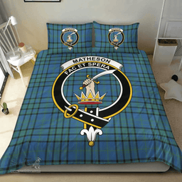 Scottish Matheson Hunting Ancient Clan Tartan Bedding Set - Crest Classic Scottish Plaid Tartan Plaid