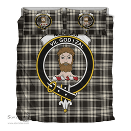 Scottish Menzies Black & White Ancient Clan Tartan Bedding Set - Crest Classic Scottish Plaid Tartan Plaid